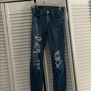 American Eagle high waisted ripped jeans.